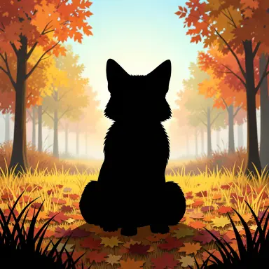 a red fox sitting in an autumn clearing, silhouette style, FLUX.2