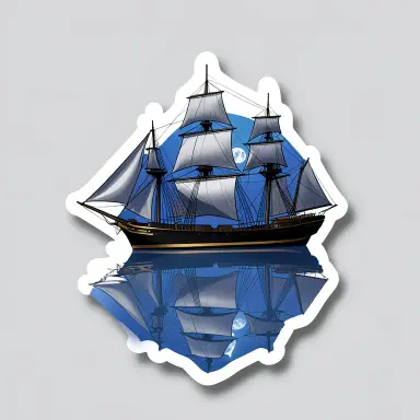 a clipper ship on a mirror-flat sea under the full moon, sticker style, FLUX.2