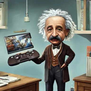 albert einstein game console gamepad laboratory office 0.6541