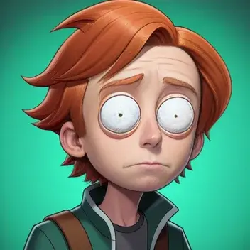 ron weasley in the style of rick and morty