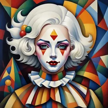 iyoung children with clown makeup and white hair, dark fantasy digital art, inspired by cornelis bisschop
