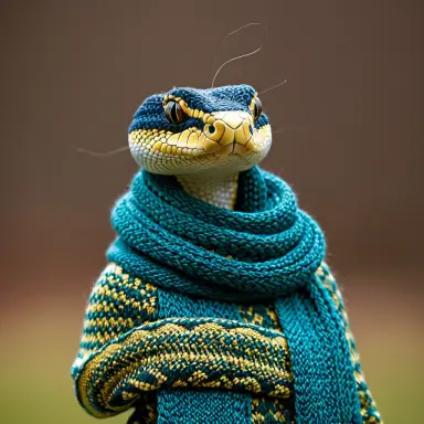 a snake that knits scarves photograph