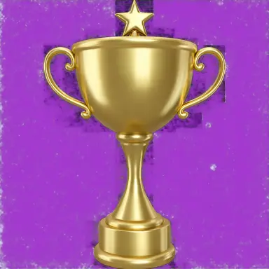 a 3d glossy trophy cup in gold with a star on top shiny metal soft