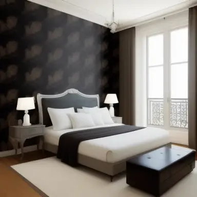 Parisian contemporary interior penthouse expensive bedroom, f
