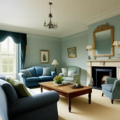British luxurious interior living room, light walls