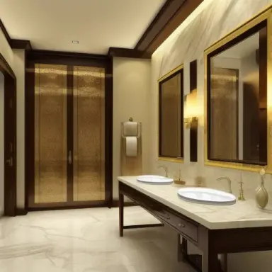 luxurious china interior bathroom, light walls, marble