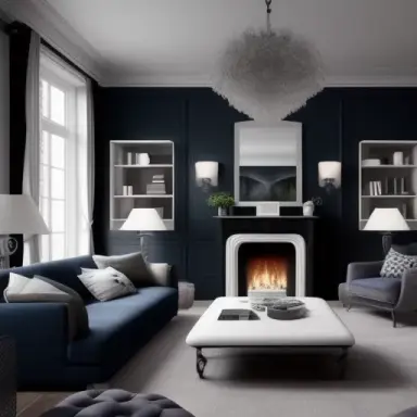 luxurious british contemporary living room interior dark