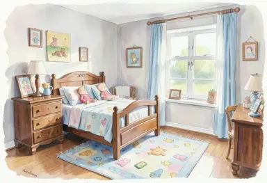 gouache painting of a child s bedroom