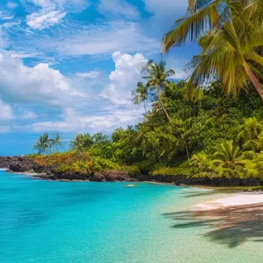 a beautiful tropical beach landscape, photorealistic, professional photographer
