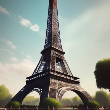 this is Full shot, a Eiffel Tower in the yard, artstation
