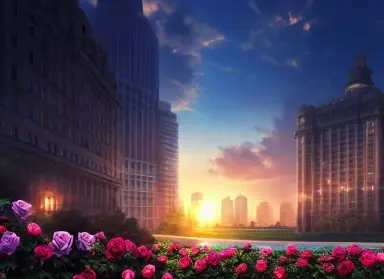 city flowers sunrise sunset 0123
