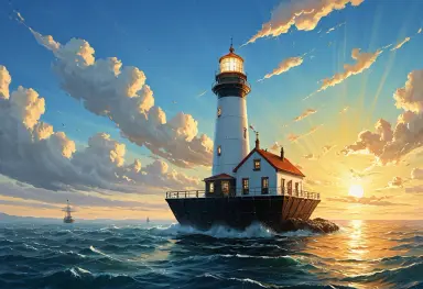 a floating lighthouse for airships luminist painting
