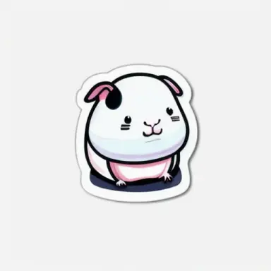 Die cut sticker, Cute kawaii Guinea Pig character sticker, white background, illustration minimalism, vector, pastel colors