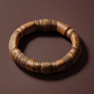 ewenki bracelet made of buckskin with ewenki features, rich details, fine carvings, studio lighting