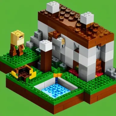 lego, minecraft, building, house, flowers, isometric picture