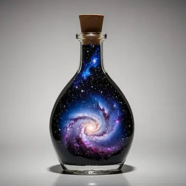 a glass bottle with a galaxy inside photograph