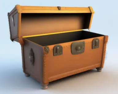 3D model opened trunk and closed trunk