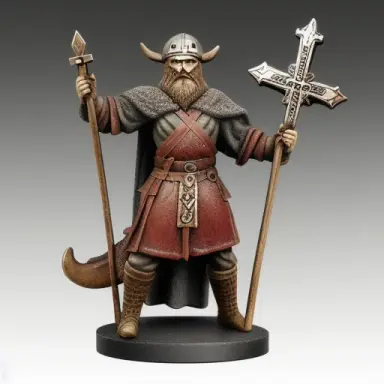 burning cross viking figurine