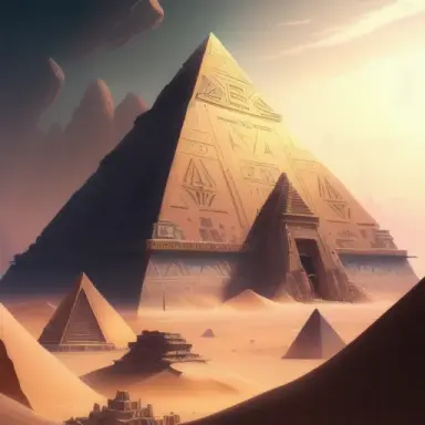 a highly detailed matte painting of a pyramid in sand cyberpunk by studio ghibli, makoto shinkai, by artgerm, by wlop, by greg r