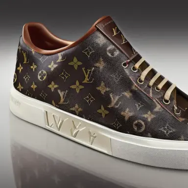 a high definition of a realistic pair of Louis Vuitton sneakers