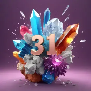 number one, colorful, crystals, explosion, 3d render, 1, fine details, 4k resolution