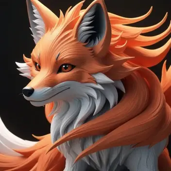 nine tailed fox, fine details, 4k resolution
