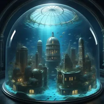 underwater depths, city under a glass dome, fine details, 4k resolution