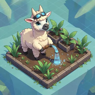 just a fortnite llama watering plants isometric illustration