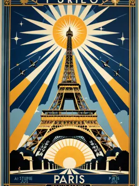 art deco travel poster of paris
