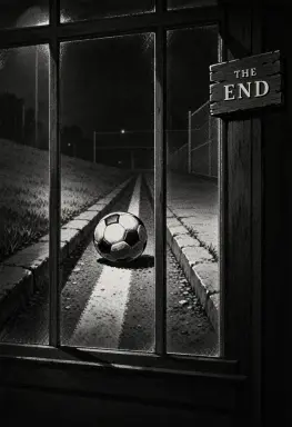a sumi e of a football in a gutter stage light from the back with hard shadows seen through a window grainy