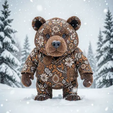 batik of baloo in a snowstorm