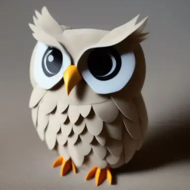 cute toy owl made of suede geometric accurate relief on skin plastic relief surface of body