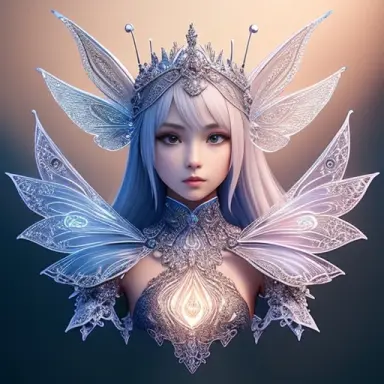 beautiful detailed face detailed digital illustration gorgeous fairy sit on a silver ornatrs crescent moon, intricately lined li