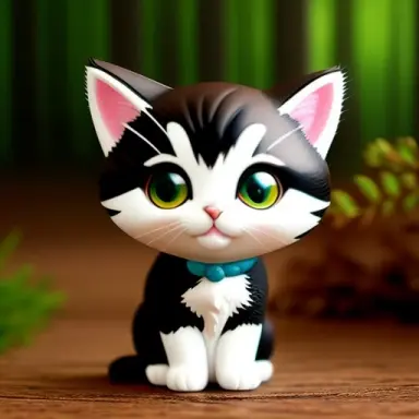 cute kitten , pixar style, figurine on a forest,