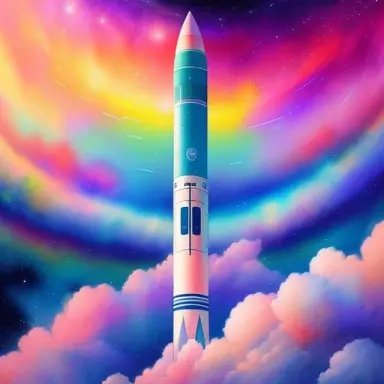 create a dreamlike artwork based on a [rocket] using a combination of watercolor and chalk techniques. generate diverse artistic
