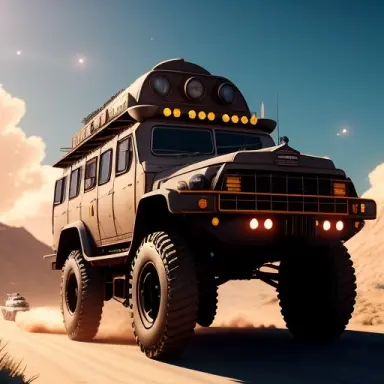 a highly detailed epic cinematic concept art cg render digital painting artwork dieselpunk patrol car inspired by a locomotive