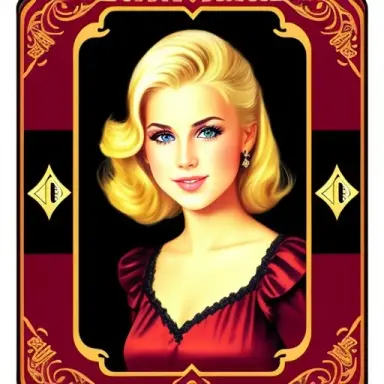 beauty young blonde girl,game cards style,