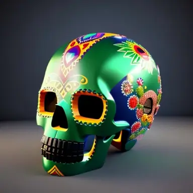 (((3d mexican skull))), (bobba fett style decorations), artwork, fine details, realistic shaded, 4k resolution, iamag premiere,