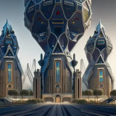 an extraterrestrial city inspired by MEDIEVAL architecture