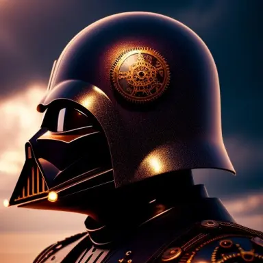 raw photo masterpiece concept art steampunk darth vader helmet in the style of steampunk leather textured