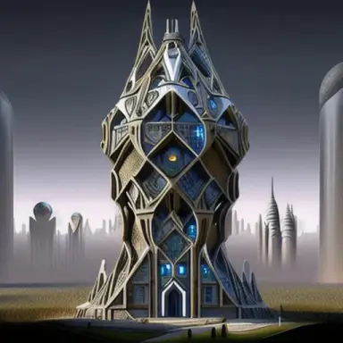 an extraterrestrial city inspired by MEDIEVAL architecture