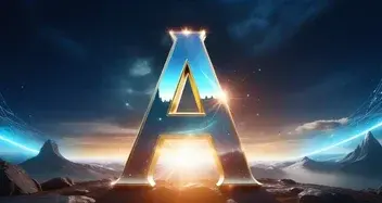 design word a,p,t in asgard, modern, futuristic, sky there is bokeh flare