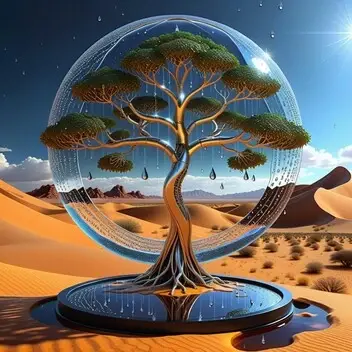 (photography)(leonardo da vinci)a rain drop,fibonacci sequence,a robotic liquid platinum tree of life,infinity mirror,stardust a