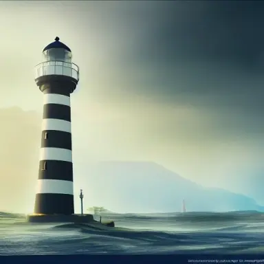 futuristic lighthouse, flash light, hyper realistic, epic composition, cinematic, landscape vista photography, landscape veduta