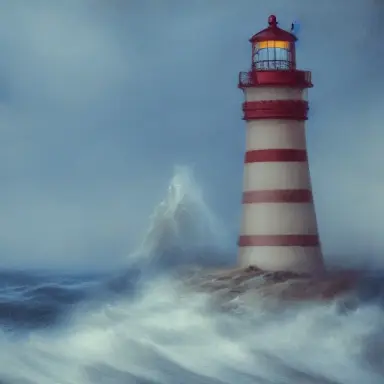 lighthouse among of the storm sea