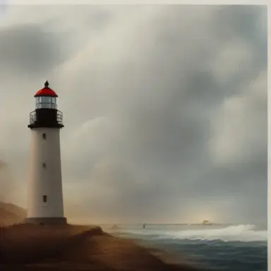 lighthouse among of the storm sea