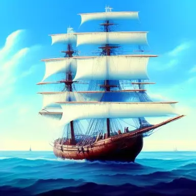 higly detailed, majestic royal tall ship on a calm sea,realistic painting, by charles gregory artstation and antonio jacobsen an
