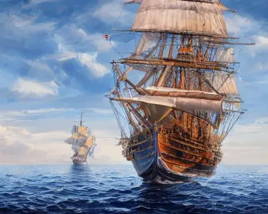 b 170 2162996099 higly detailed, majestic royal tall ship on a calm sea,realistic painting, by Charles Gregory Artstation and Antonio Jacobsen an
