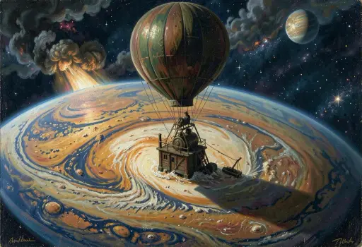 Storm on a gas giant from a balloon, FLUX.2