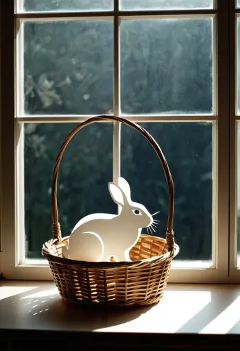 Paper cut rabbit in a basket, Stable Diffusion XL